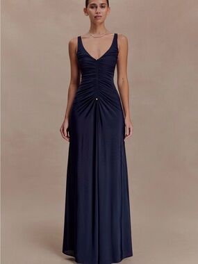 PERRIE Slinky Ruched Maxi Dress - Meshki - Navy